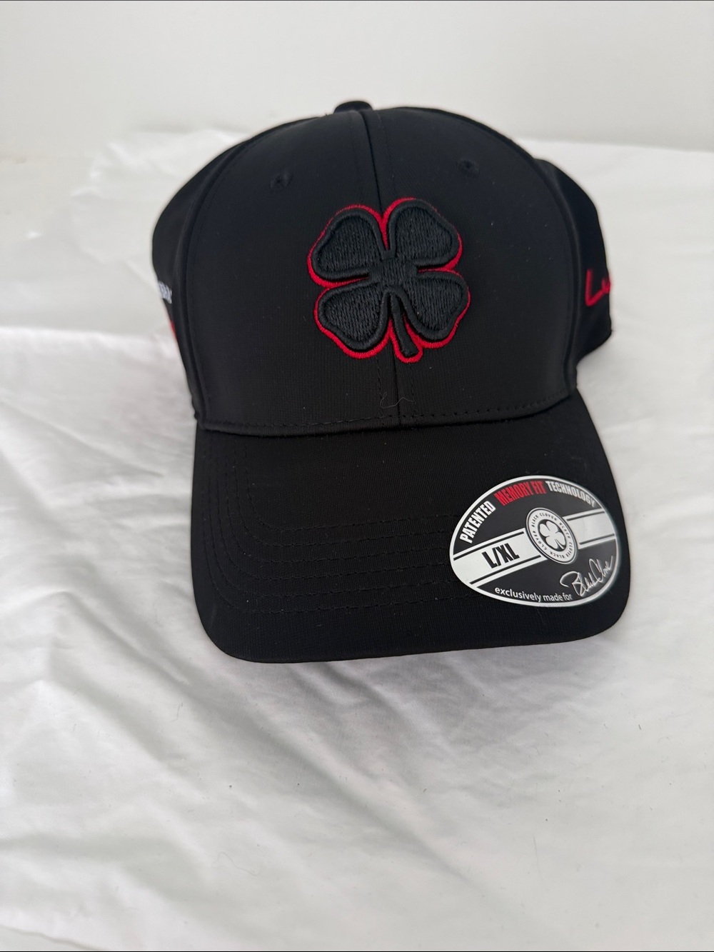 Black Clover Men's Baseball Cap with Red-Trim Clover Accent
